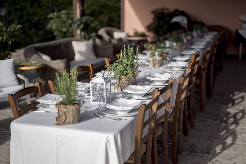 Welcome Dinner under the porch