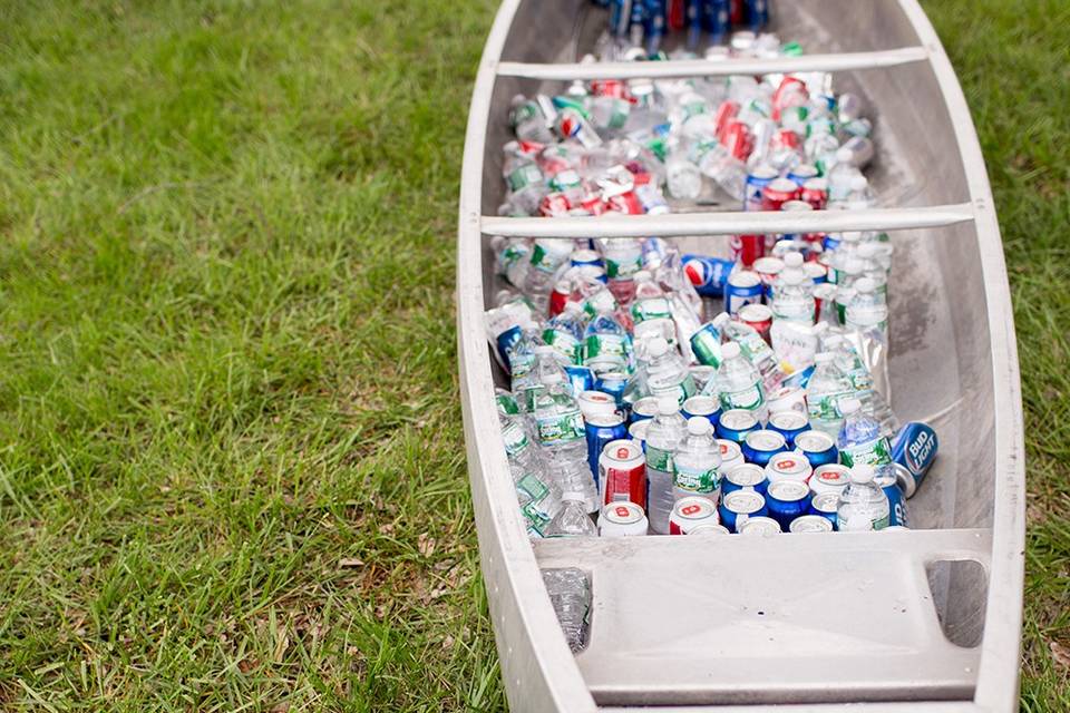 Canoe filled with drinks