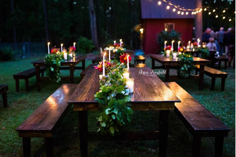 Beautiful farm table seating for fall wedding