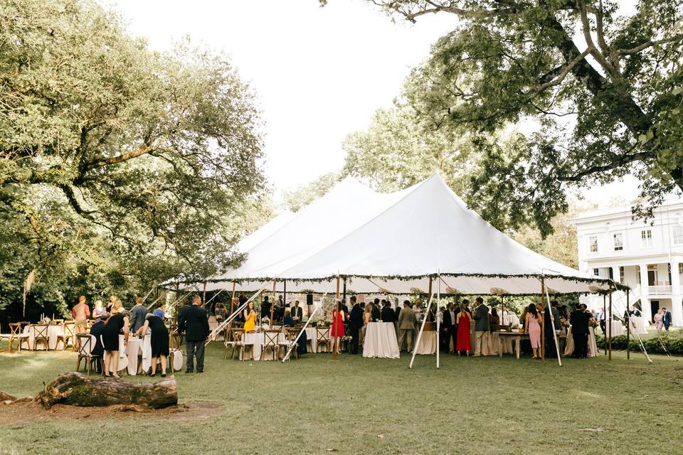 Sail cloth tent at wavering place plantation