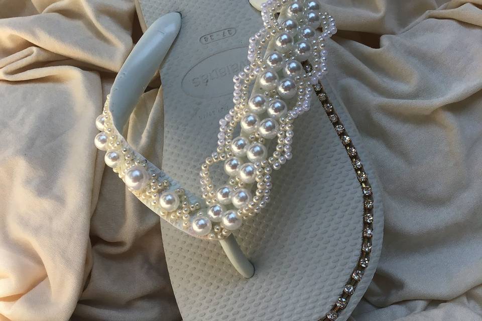 Havaianas custom made with crystals and beads