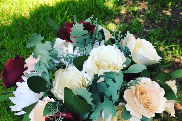 Burgundy and cream roses