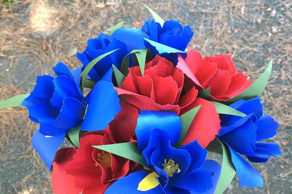Blue and red irises