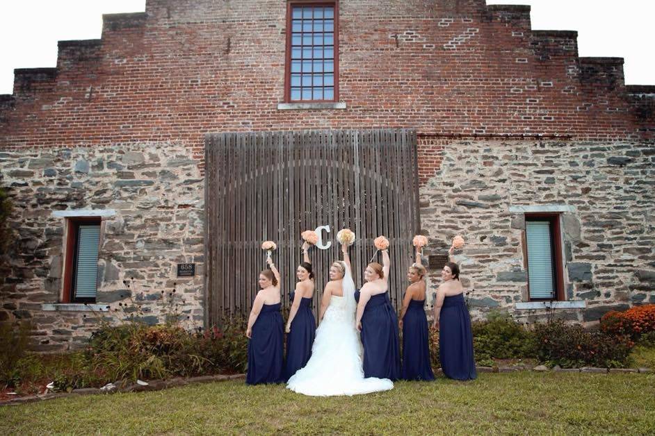 Bride with bridesmaids