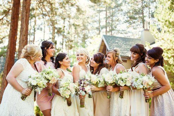 The bride with her bridesmaids