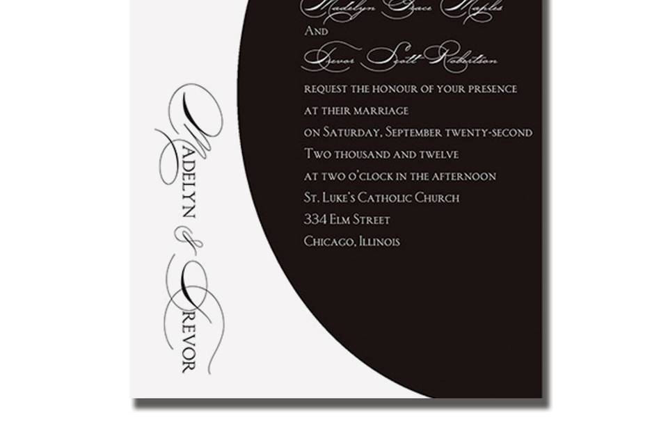 Modern Dots AV1440
These modern invitations are the perfect choice for the modern couple. Choose from two colors.