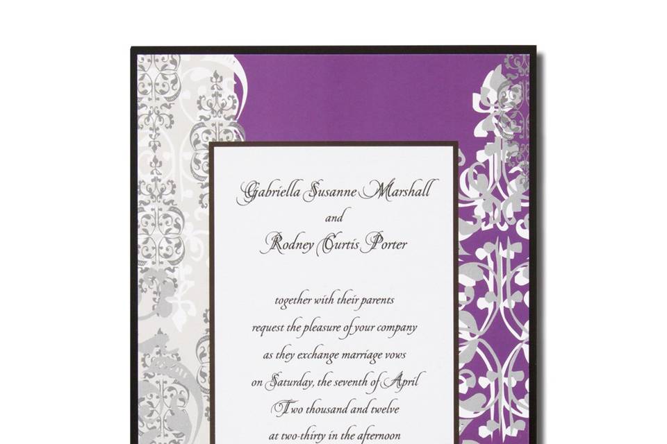 Terra Bella AV1459
This unique tri-fold invitation features a beautiful floral design on the outside and opens up to reveal your invitation wording. It is tied together with a coordinating satin ribbon. Available in 3 colors, these invitations make an elegant statement.