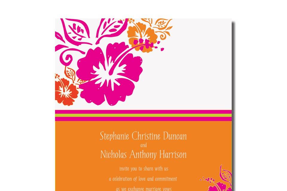 Floral Passion AV1106
If you're passionate about flowers, this invitation is for you! A floral stripe down the left side of the invitation provides the perfect accent to your invitation wording.