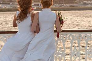 Brides looking towards the land