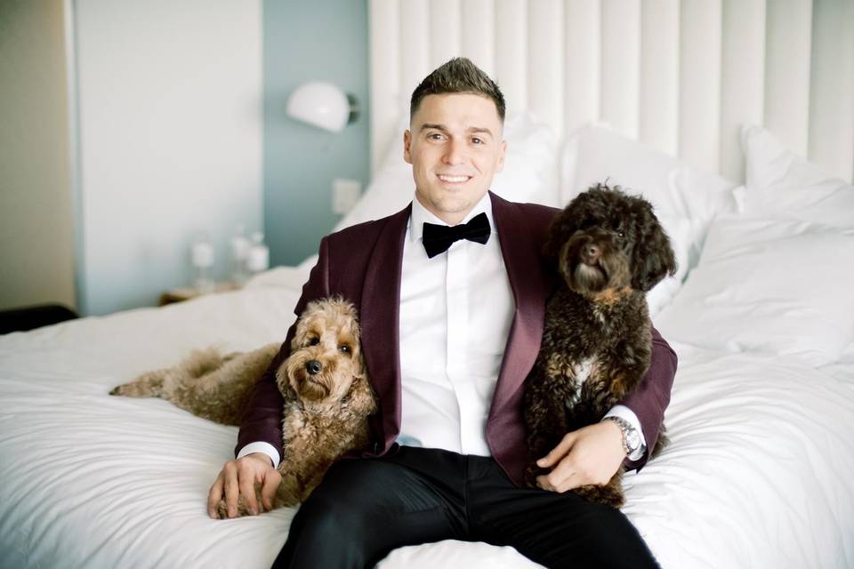 Groom with his furry friends