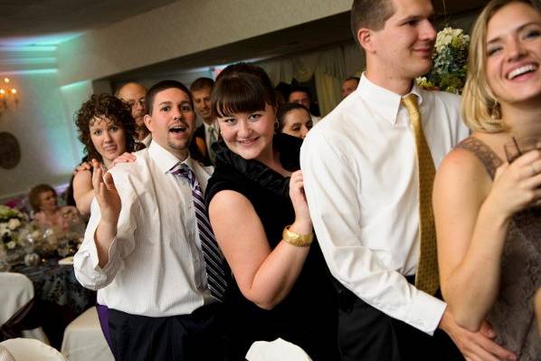 Wedding guests dancing