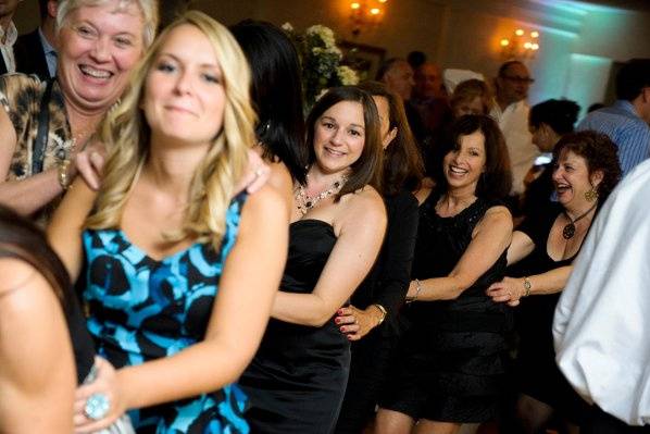 Wedding guests dancing