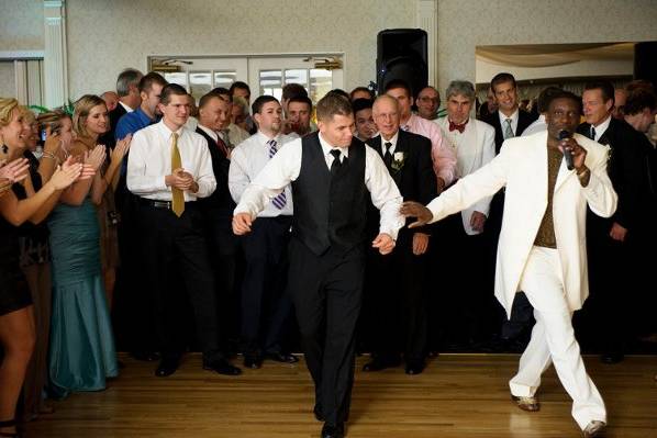 Wedding guests dancing