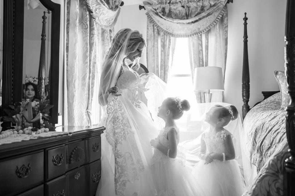 The bride and flower girls