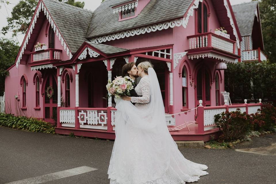Pink house wedding