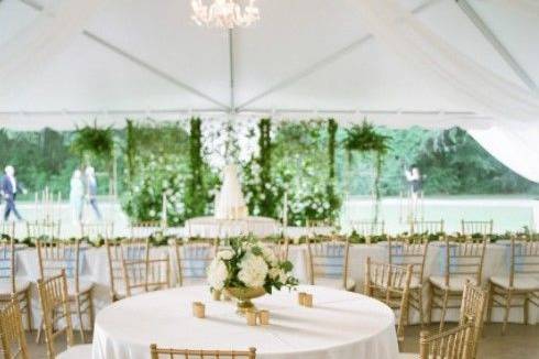 Reception tent setup