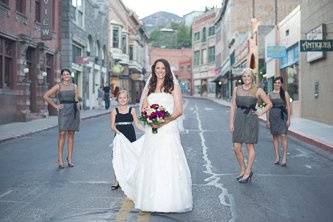 Bride with flower girl and bridesmaids
