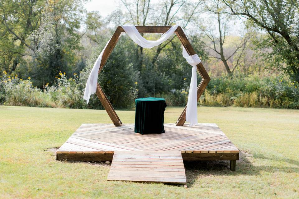 Hexagonal wedding arch.