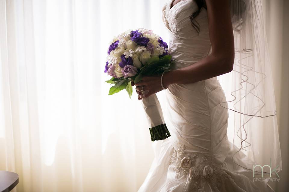 The bride holding her bouquet