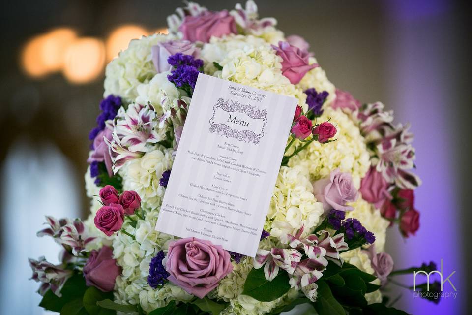 Table setup with centerpiece