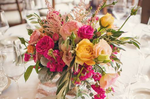 Table setup with centerpiece