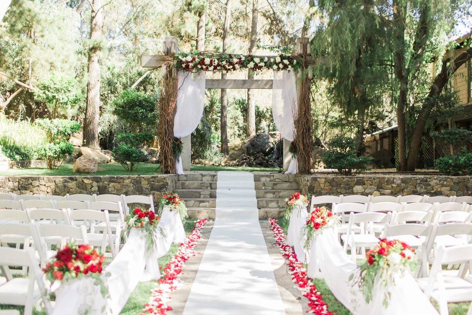 Table setup with centerpiece