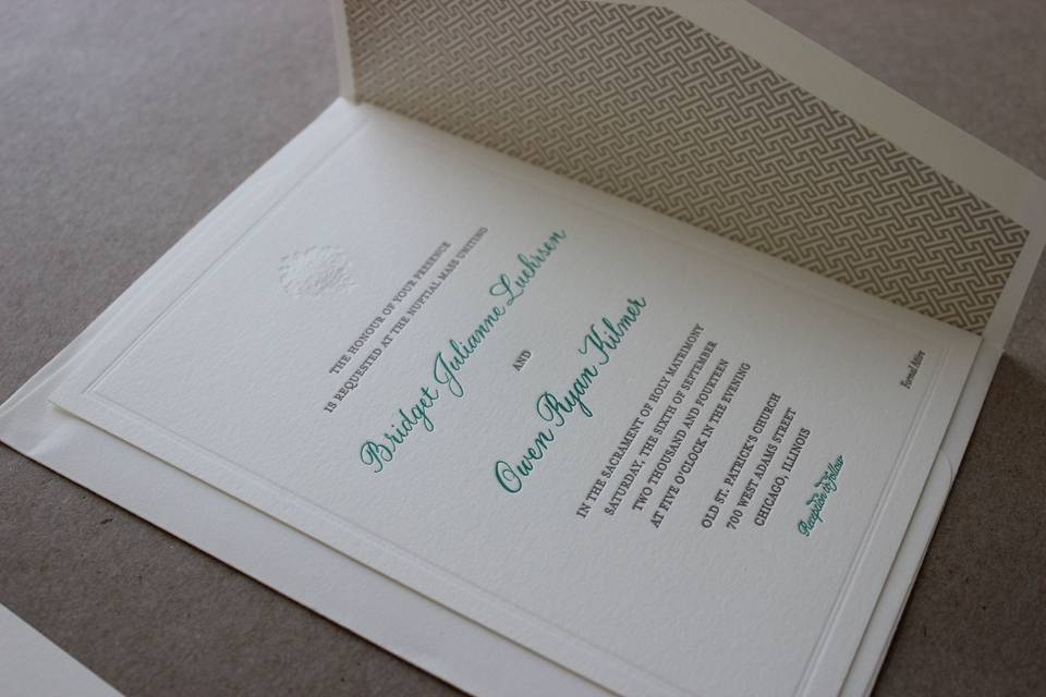 Letterpress invitation