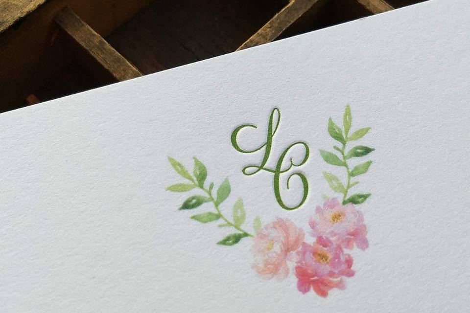 Watercolor monogram crest logo