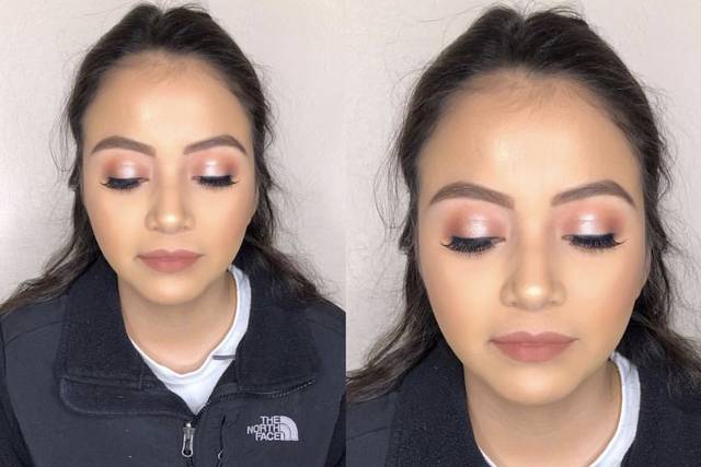 Pink halo eye look with a mauve lip!