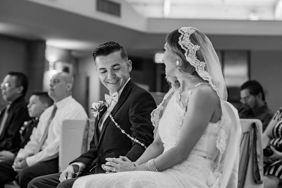 Bride and Groom at church