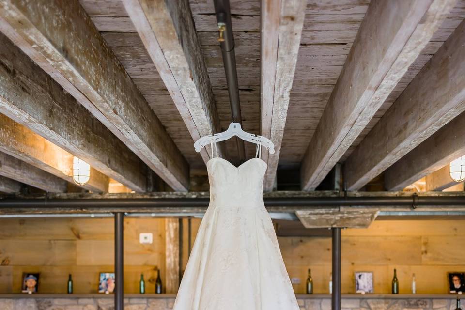 Wedding dress hanging