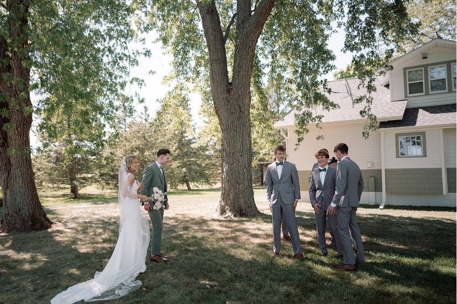 Bride, groom and groomsmen