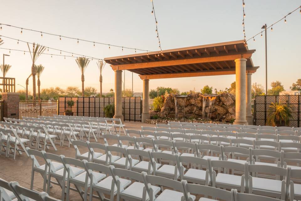 Dramatic wooden pergola