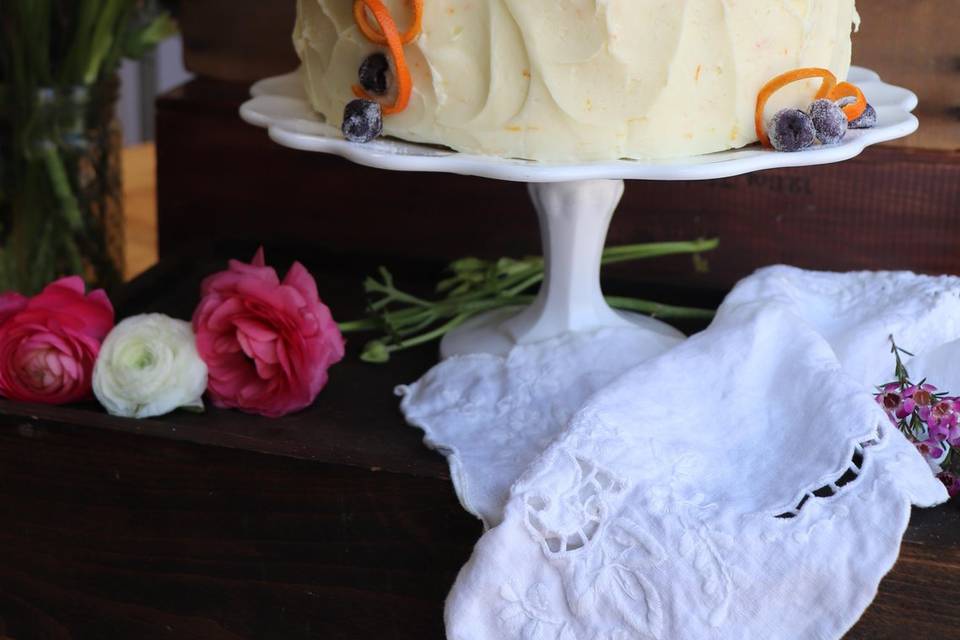 Cake Photography with floral background