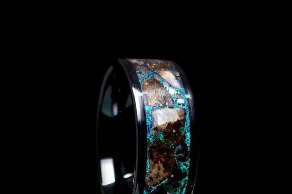 Purple Mastodon - Mastodon Fossil Inlaid - Wedding Band