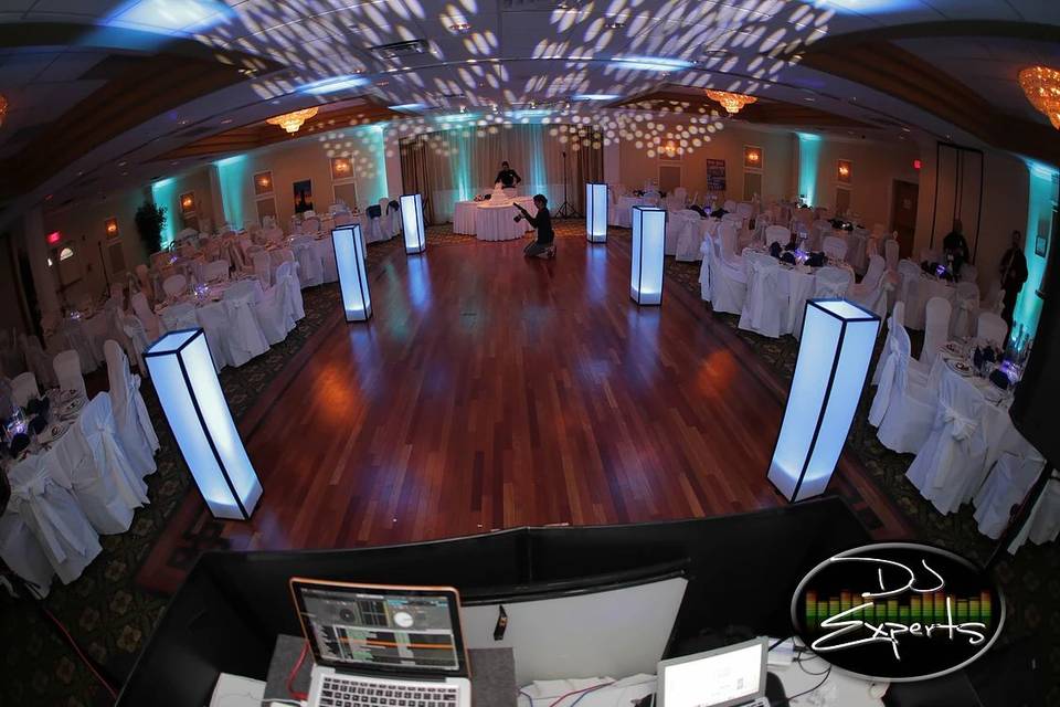 Reception set-up and lighting