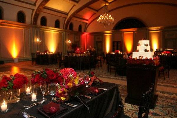 Langham Hotel in Pasadena. Chocolate and deep reds were the colors to make an exceptional night