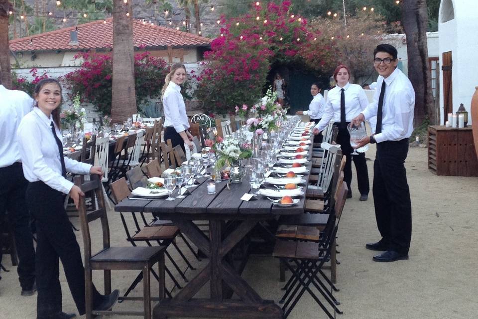 Rustic table setup with centerpiece