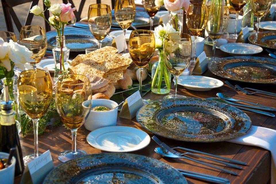 Rustic table setup with centerpiece