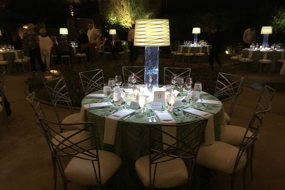 Table setup with centerpiece