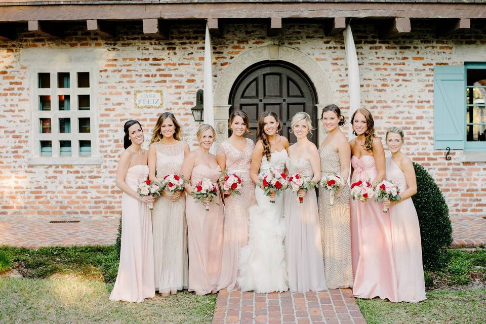 Bride and her bridesmaids