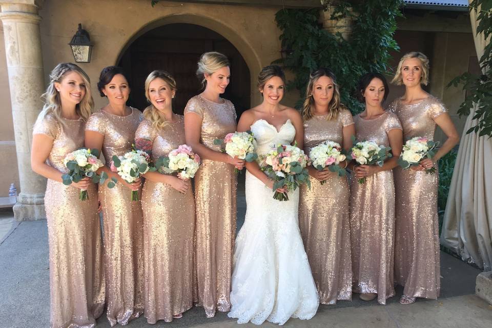 Bride and bridesmaids