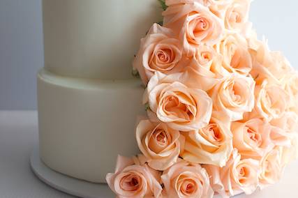 Tall Tier with Peach Roses