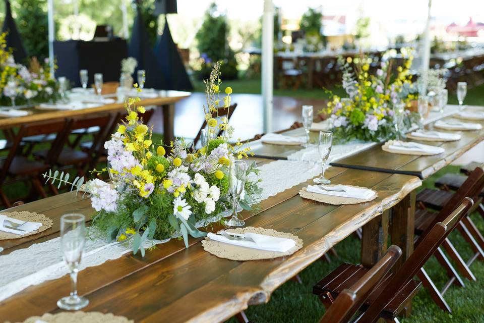 Farmhouse wedding centerpiece