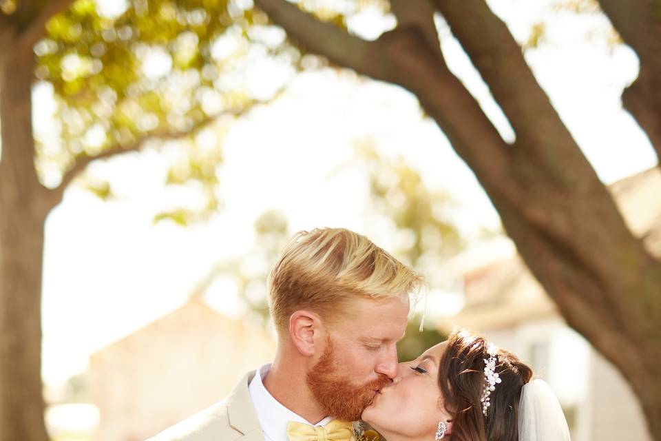 Bride and groom rustic