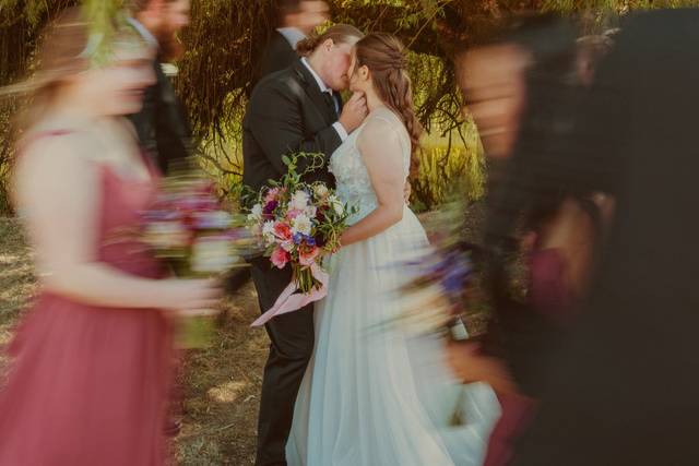 Blurry wedding party