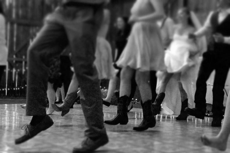 Wedding guests dancing on the dance floor