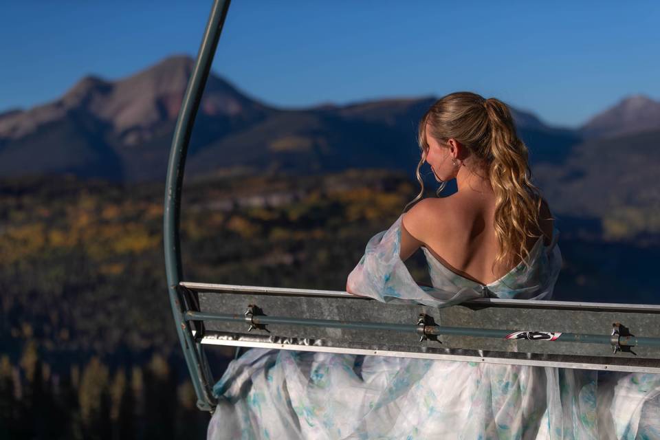 Bride on Chairlift