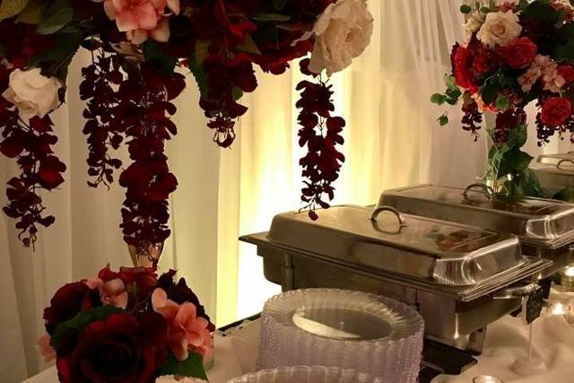 Dinner buffet with decor