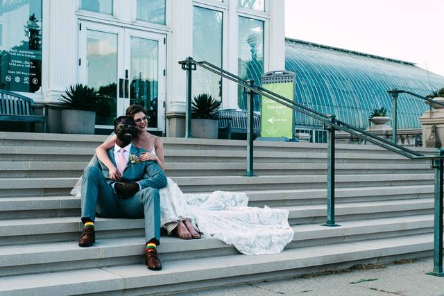 Relaxed on the steps